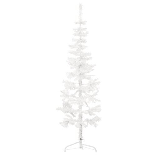 Slim Artificial Half Christmas Tree with Stand White 120cm - Image 3