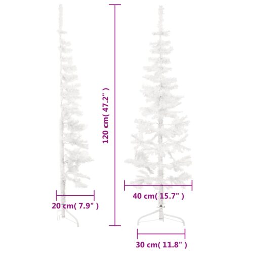 Slim Artificial Half Christmas Tree with Stand White 120cm - Image 7