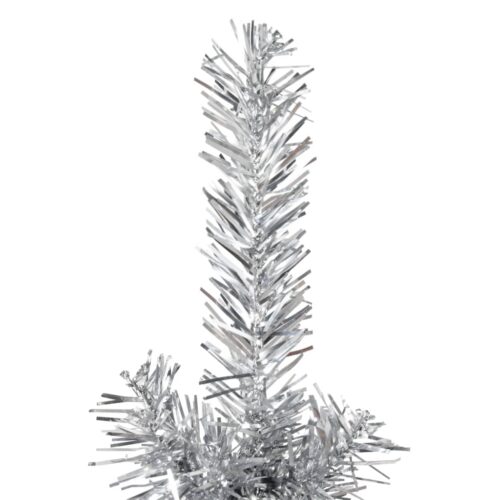 Slim Artificial Half Christmas Tree with Stand Silver 150cm - Image 4