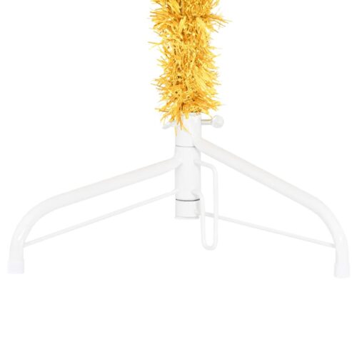 Slim Artificial Half Christmas Tree with Stand Gold 150cm - Image 8
