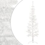 Slim Artificial Half Christmas Tree with Stand White 150cm