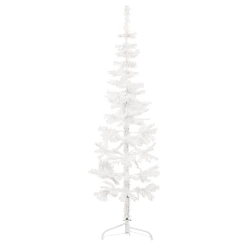 Slim Artificial Half Christmas Tree with Stand White 150cm - Image 2