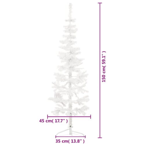 Slim Artificial Half Christmas Tree with Stand White 150cm - Image 7