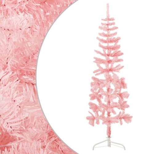 Slim Artificial Half Christmas Tree with Stand Pink 150cm