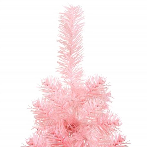 Slim Artificial Half Christmas Tree with Stand Pink 150cm - Image 5