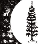 Slim Artificial Half Christmas Tree with Stand Black 150cm
