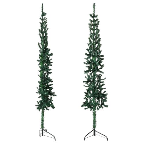 Slim Artificial Half Christmas Tree with Stand Green 150cm - Image 2
