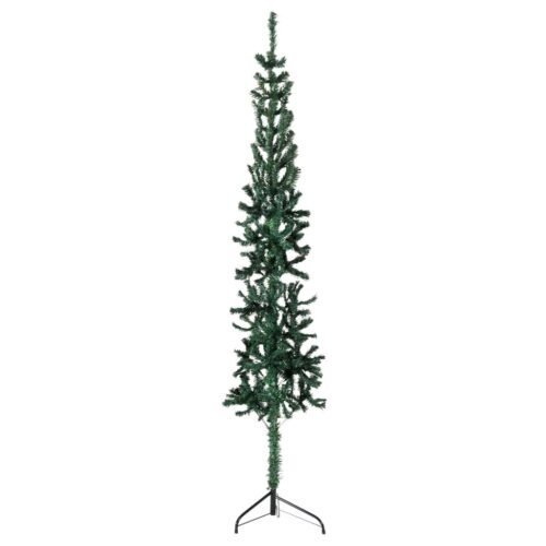 Slim Artificial Half Christmas Tree with Stand Green 150cm - Image 3