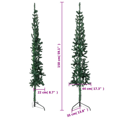 Slim Artificial Half Christmas Tree with Stand Green 150cm - Image 7