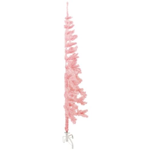 Slim Artificial Half Christmas Tree with Stand Pink 180cm - Image 4