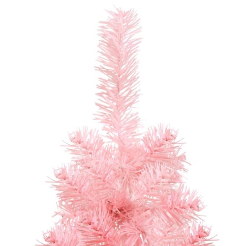 Slim Artificial Half Christmas Tree with Stand Pink 180cm - Image 5
