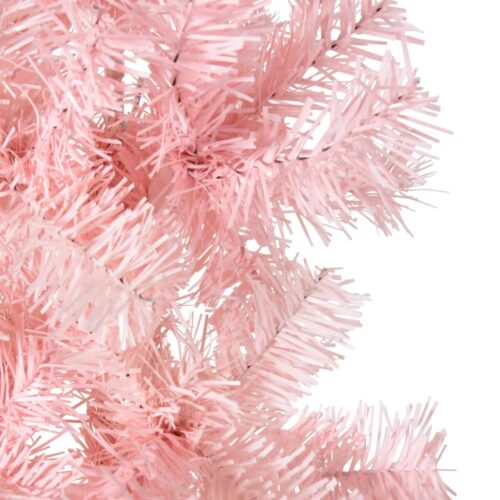 Slim Artificial Half Christmas Tree with Stand Pink 180cm - Image 6