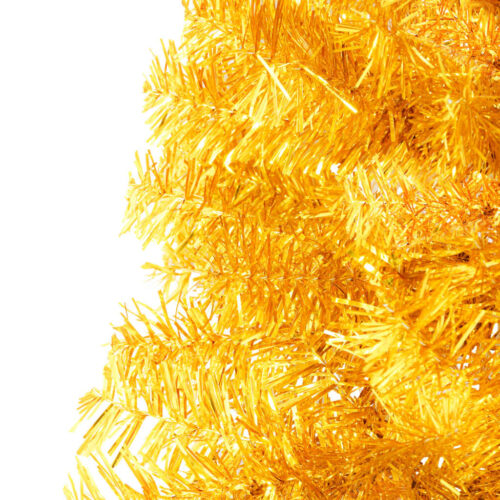Slim Artificial Half Christmas Tree with Stand Gold 180cm - Image 7