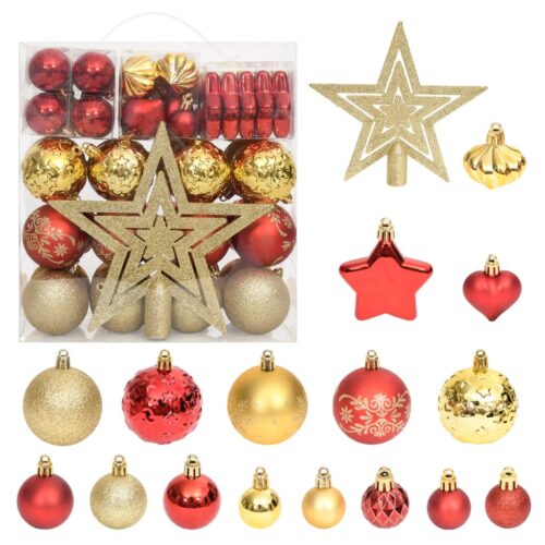 70-Piece Christmas Bauble Set Gold Red