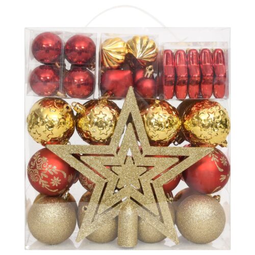 70-Piece Christmas Bauble Set Gold Red - Image 2