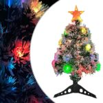 Artificial Pre-lit Christmas Tree White Blue 64cm Fibre Optic