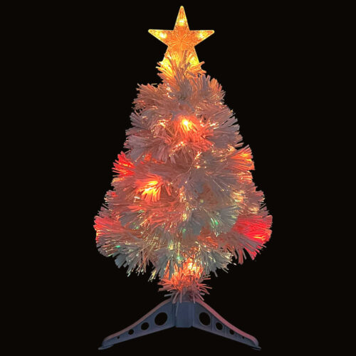 Artificial Pre-lit Christmas Tree White 64cm Fibre Optic - Image 3
