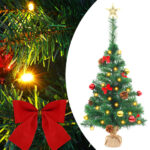 Artificial Pre-lit Christmas Tree with Baubles Green 64cm