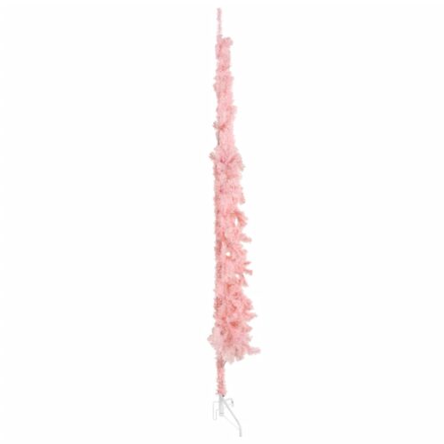 Slim Artificial Half Christmas Tree with Stand Pink 210cm - Image 2