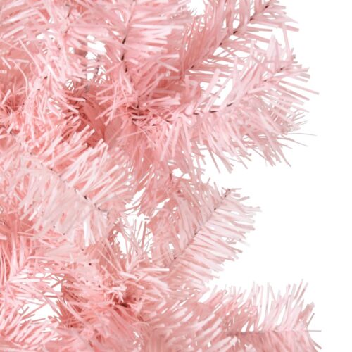 Slim Artificial Half Christmas Tree with Stand Pink 210cm - Image 5