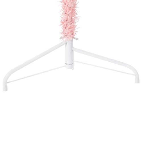 Slim Artificial Half Christmas Tree with Stand Pink 210cm - Image 6