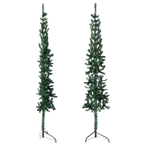 Slim Artificial Half Christmas Tree with Stand Green 210cm - Image 3