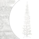 Slim Artificial Half Christmas Tree with Stand White 210cm