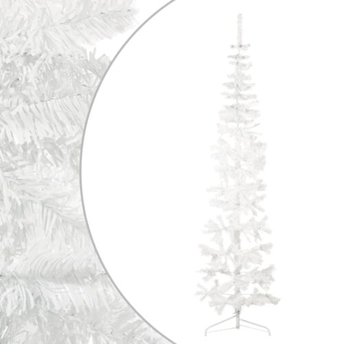 Slim Artificial Half Christmas Tree with Stand White 210cm