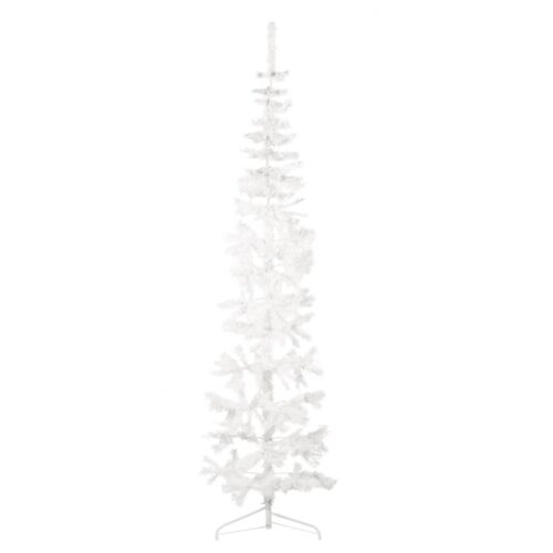 Slim Artificial Half Christmas Tree with Stand White 210cm - Image 2