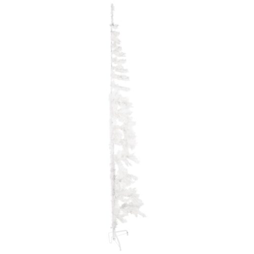 Slim Artificial Half Christmas Tree with Stand White 210cm - Image 3