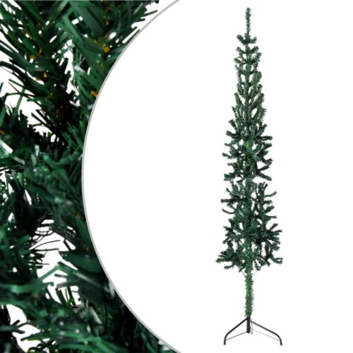 Slim Artificial Half Christmas Tree with Stand Green 180cm