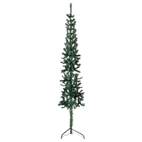 Slim Artificial Half Christmas Tree with Stand Green 180cm - Image 3