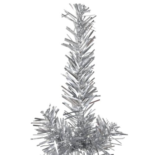Slim Artificial Half Christmas Tree with Stand Silver 210cm - Image 4
