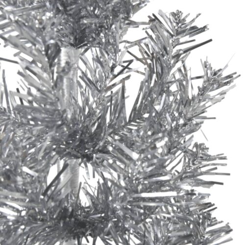 Slim Artificial Half Christmas Tree with Stand Silver 210cm - Image 5