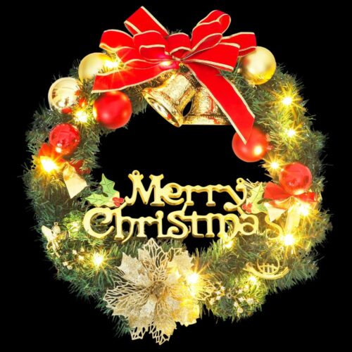 Christmas Wreath with 20 LEDs Green 45cm - Image 2