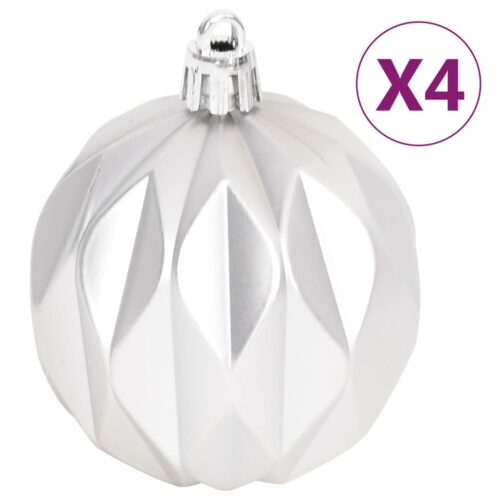 70-Piece Christmas Bauble Set Silver White - Image 4