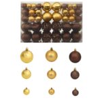 100-Piece Christmas Ball Set 3/4/6cm Brown/Bronze/Gold