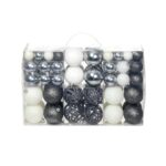 100-Piece Christmas Ball Set 3/4/6cm White/Grey