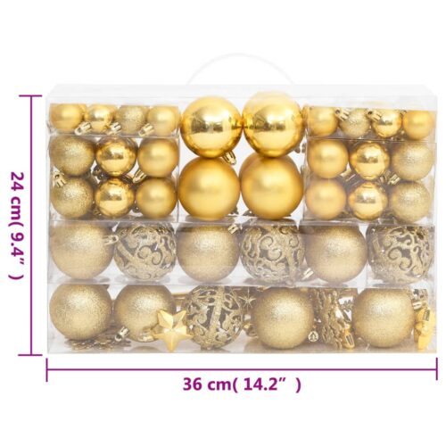 111-Piece Christmas Bauble Set Gold Polystyrene - Image 11