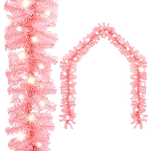 Christmas Garland with LED Lights 5m Pink