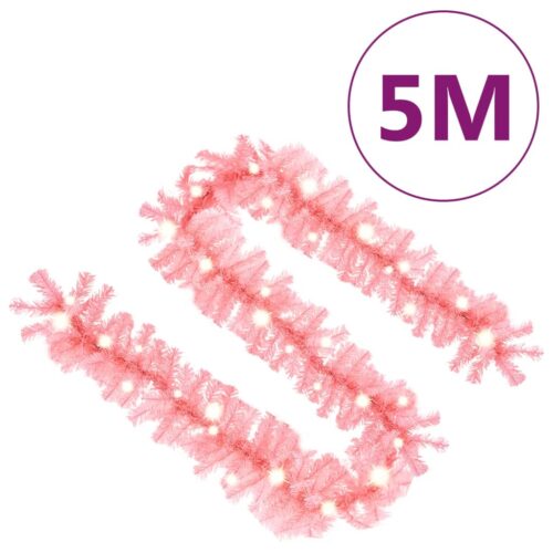 Christmas Garland with LED Lights 5m Pink - Image 7