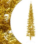 Slim Artificial Half Christmas Tree with Stand Gold 240cm
