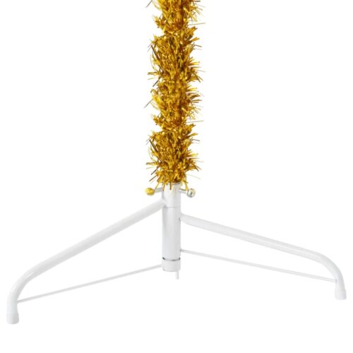 Slim Artificial Half Christmas Tree with Stand Gold 240cm - Image 7