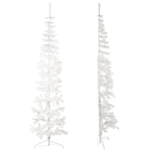 Slim Artificial Half Christmas Tree with Stand White 240cm - Image 2