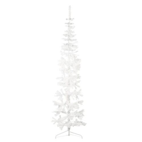 Slim Artificial Half Christmas Tree with Stand White 240cm - Image 3
