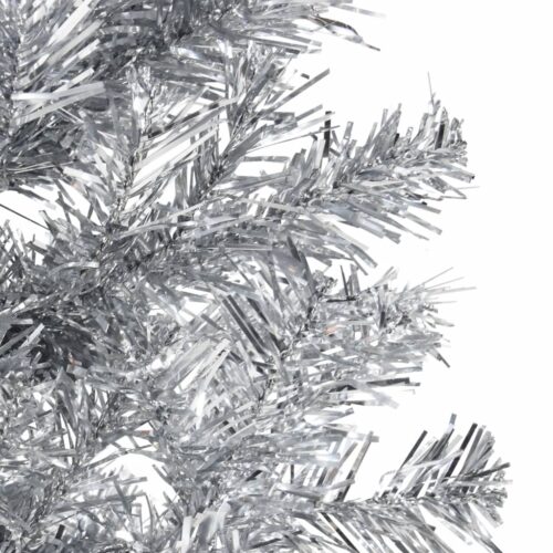 Slim Artificial Half Christmas Tree with Stand Silver 180cm - Image 6