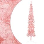 Slim Artificial Half Christmas Tree with Stand Pink 240cm