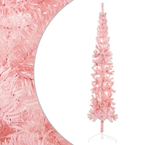 Slim Artificial Half Christmas Tree with Stand Pink 240cm