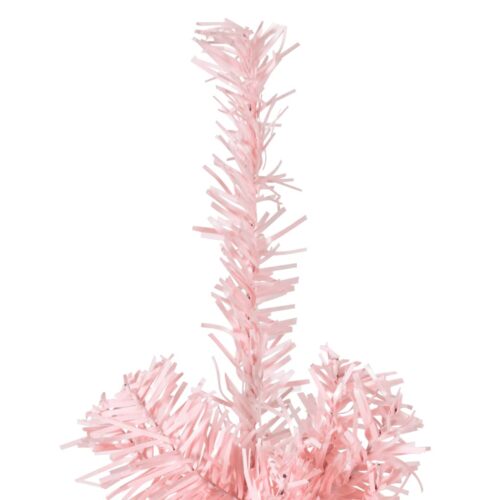 Slim Artificial Half Christmas Tree with Stand Pink 240cm - Image 5