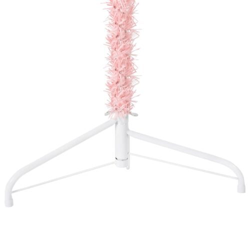 Slim Artificial Half Christmas Tree with Stand Pink 240cm - Image 7